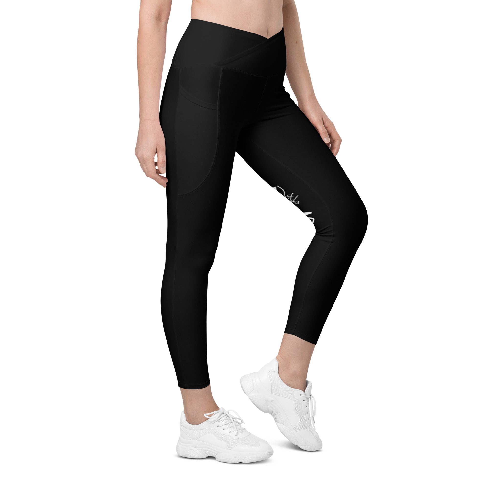 Black Crossover Leggings with Pockets – BeYou Multiwear Designs LLC
